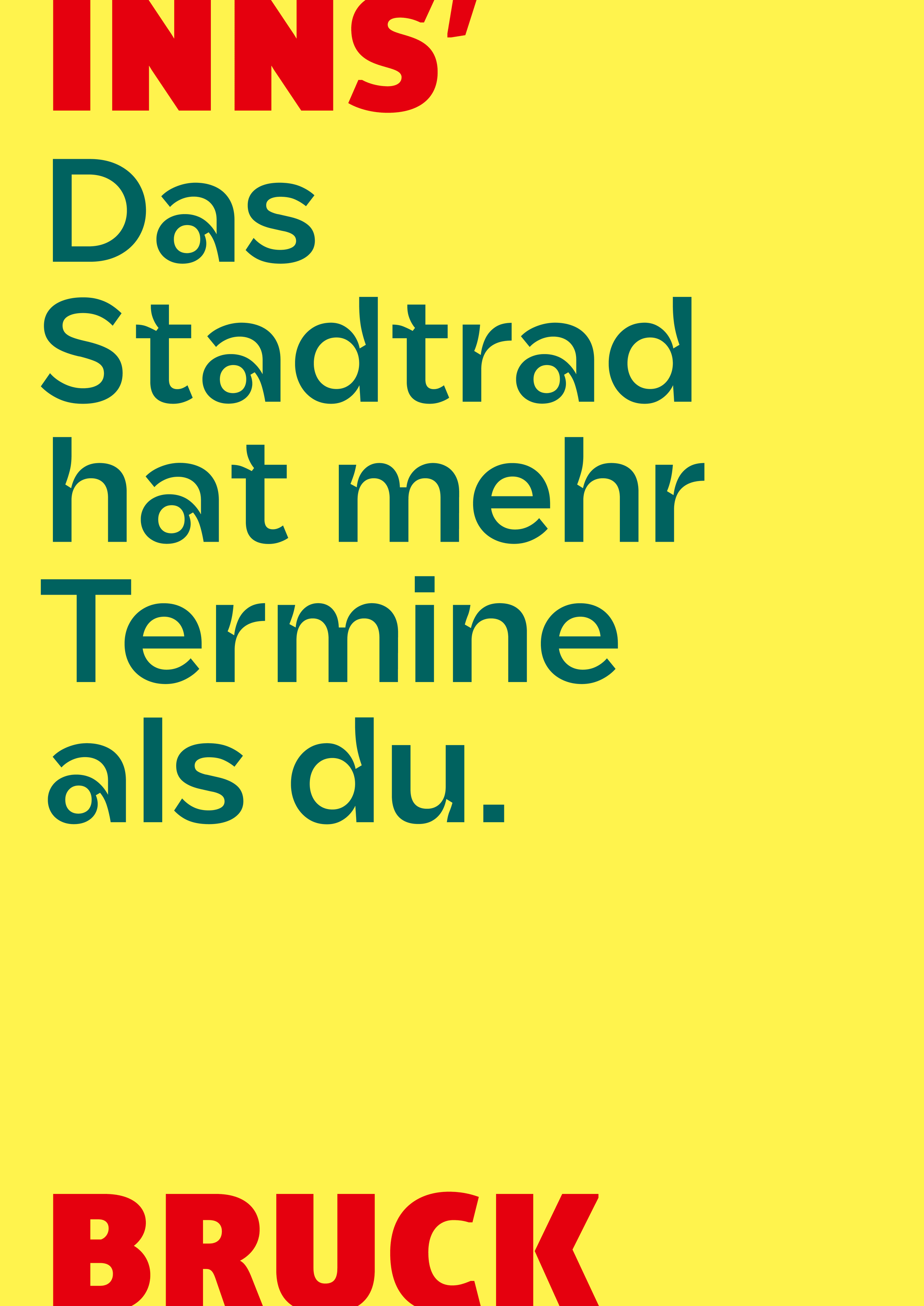Spruch "Das Stadtrad hat mehr Termine als du.", umrahmt vom Logo INNS'BRUCK